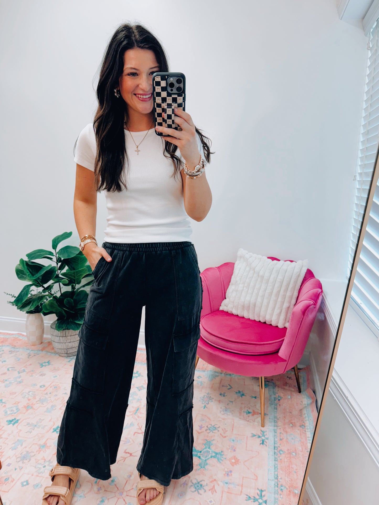 Mineral Wash Black Cargo Sweatpants