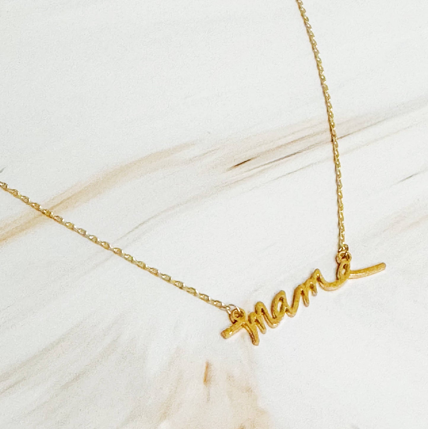 Mama Script Necklace - Gold
