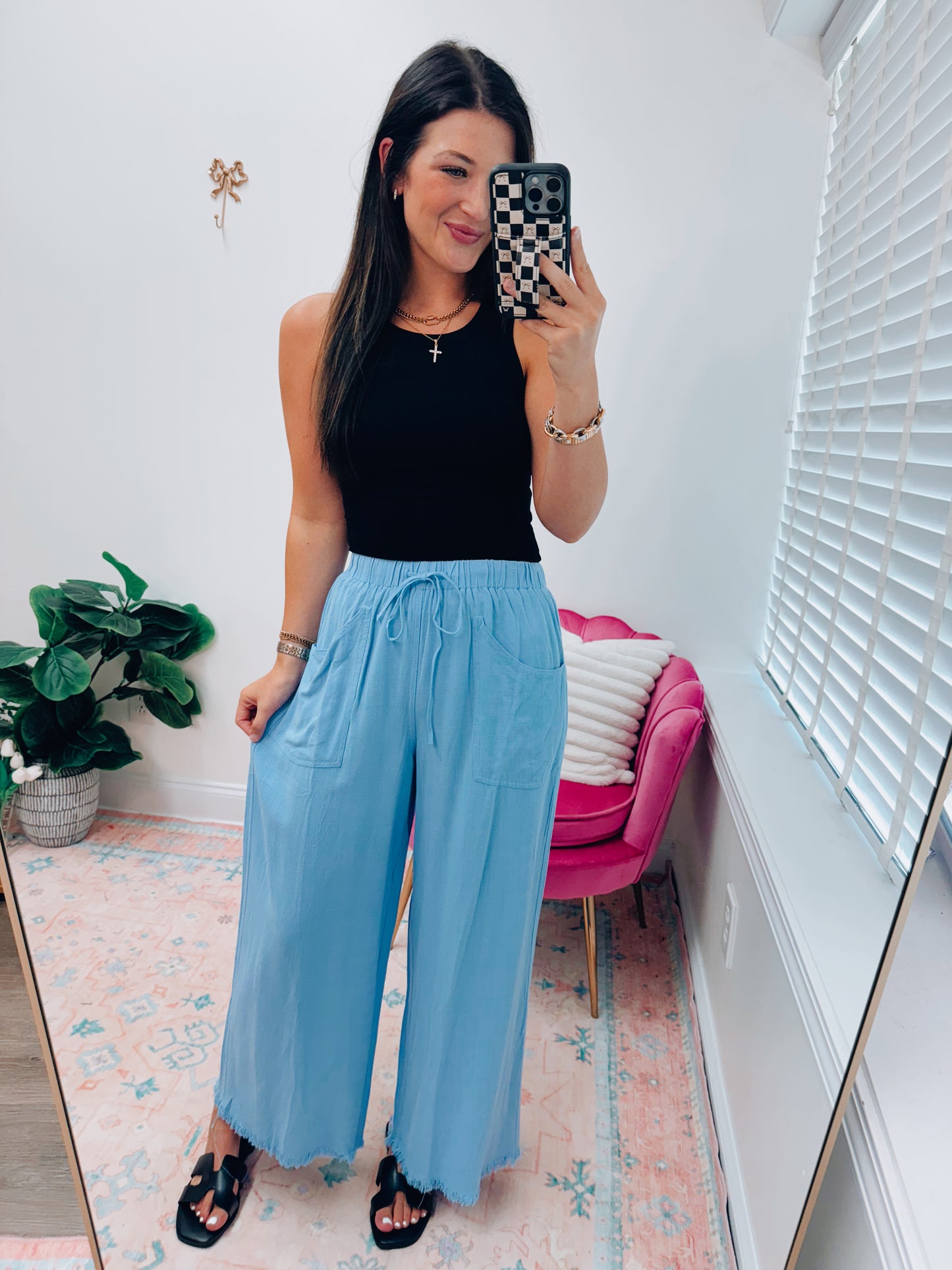 Coastal Blue Linen Pants