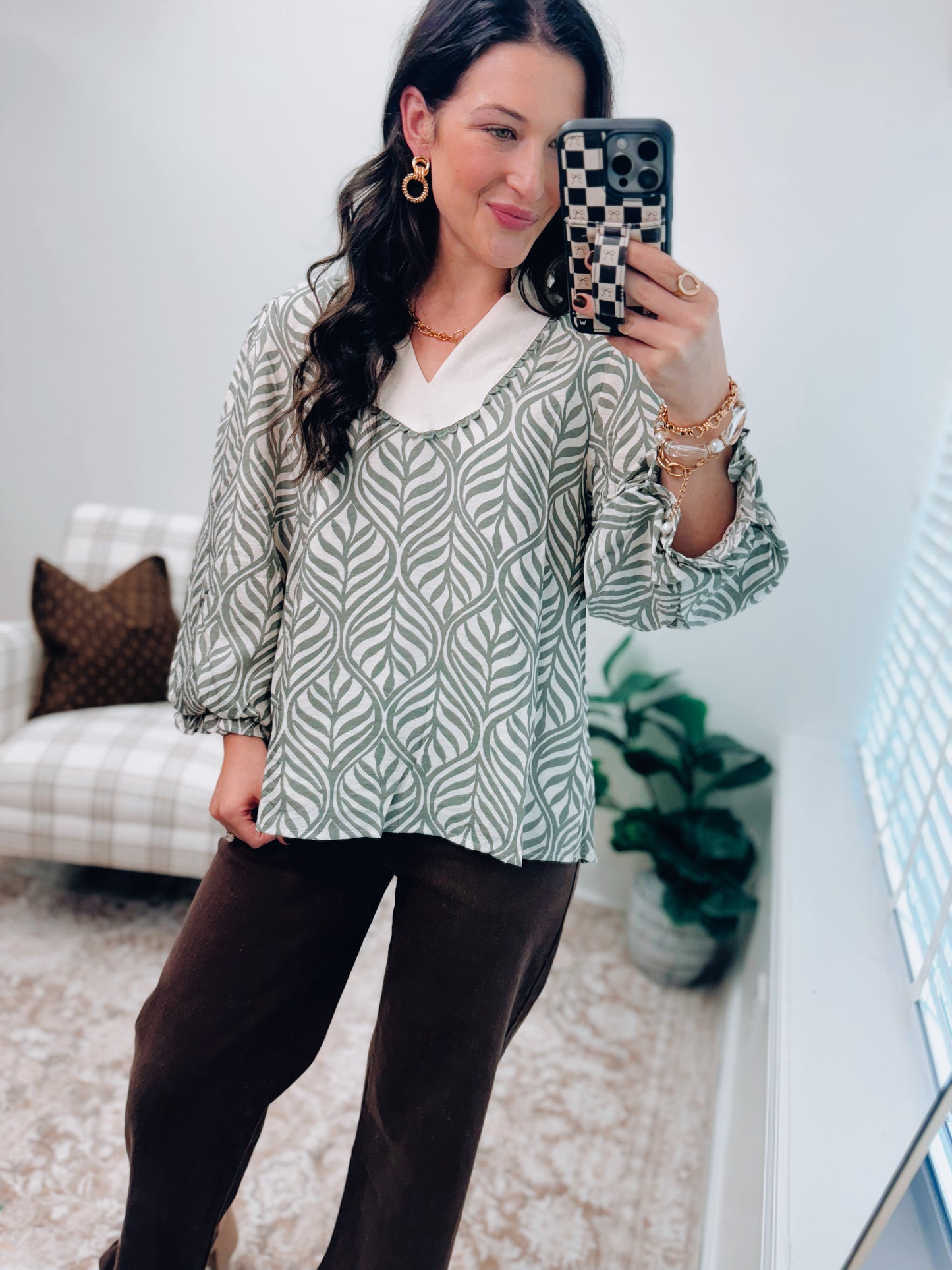 Hayes Print Scallop Top