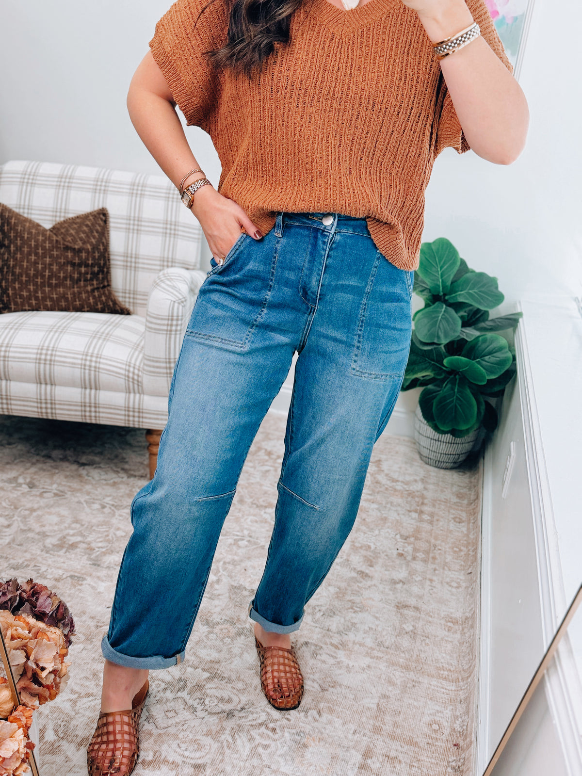 CURVY Tessa Basic Barrel Risen Denim