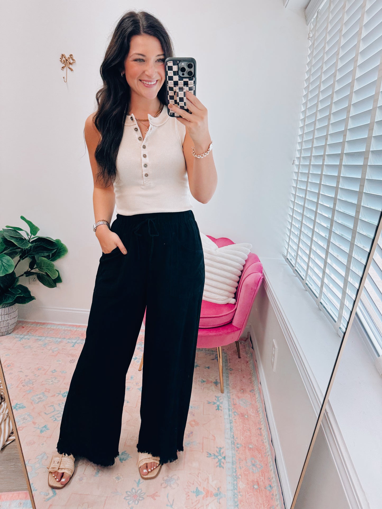 Coastal Black Linen Pants
