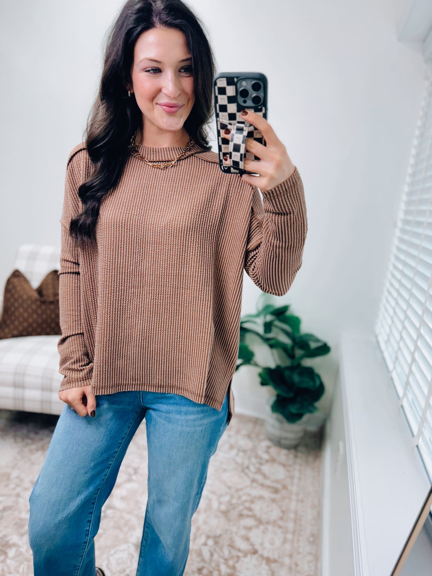 DOORBUSTER Laci Ribbed Top - Brown