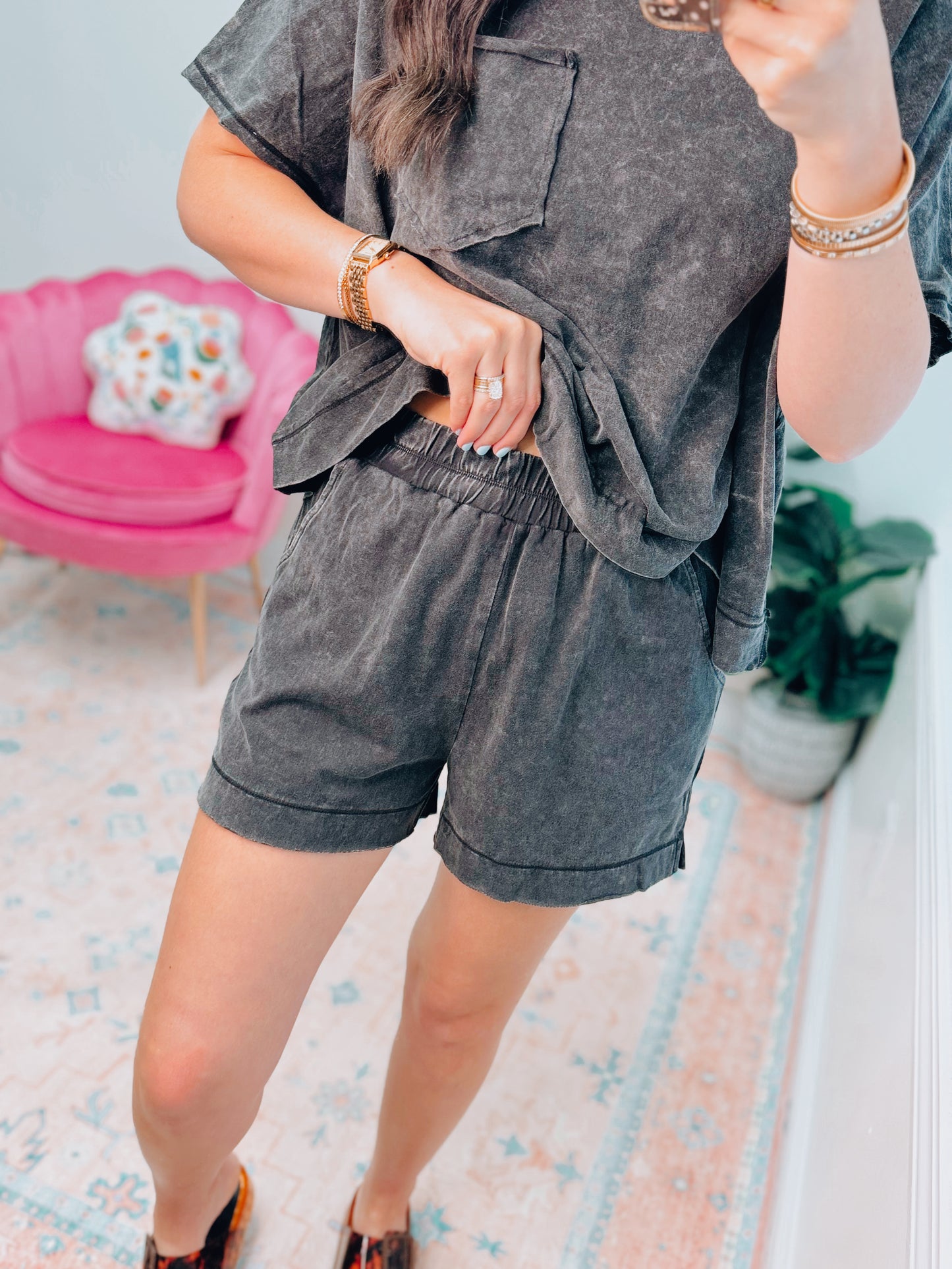 Easy Days Cotton Shorts Set - Black