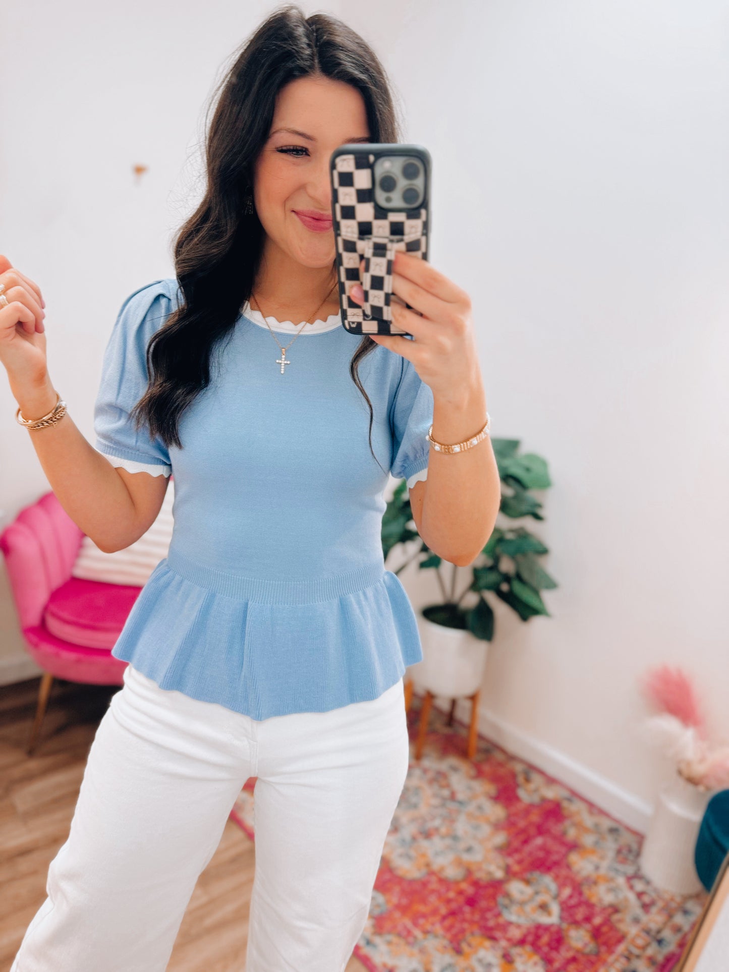 Spring Scallop Babydoll Top