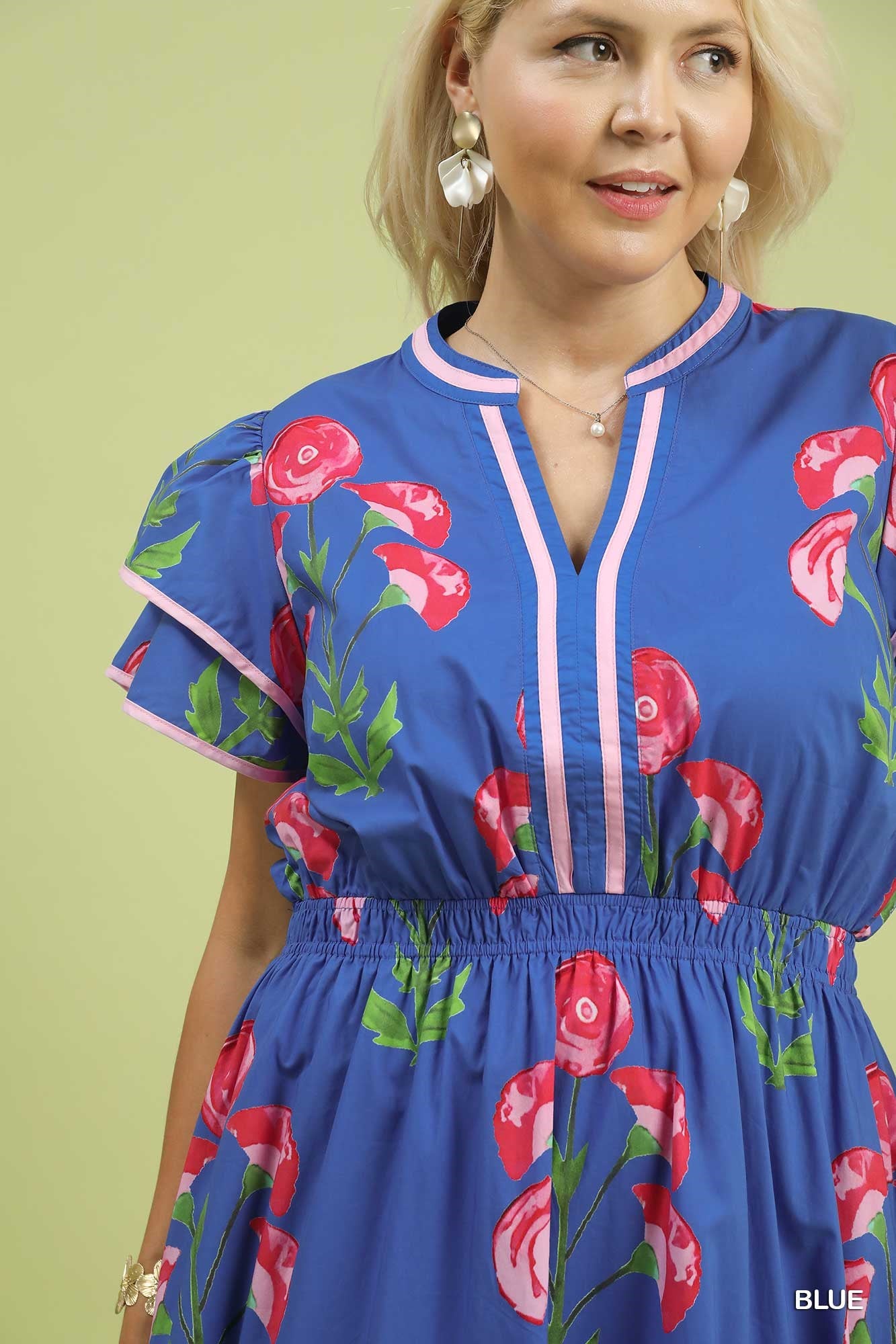 CURVY Blue Blossom Midi Dress