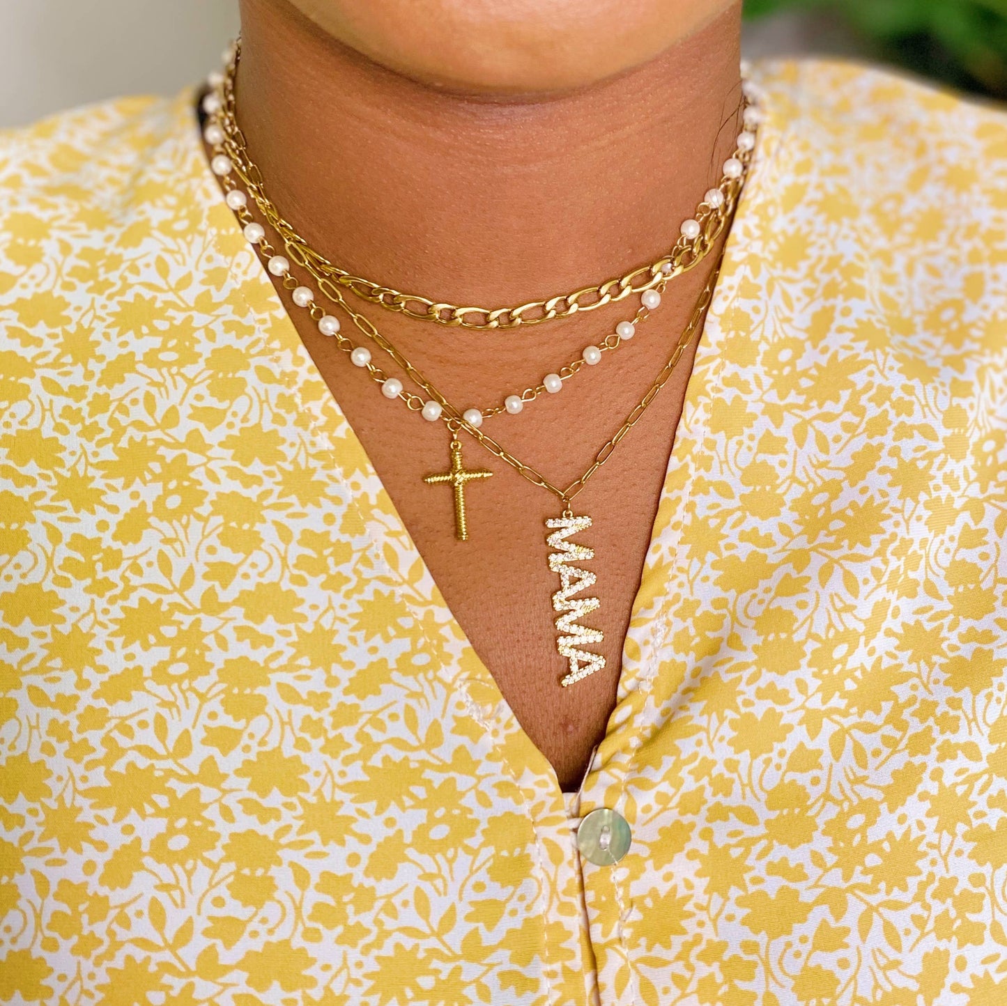 18k Gold Plated Mama Drop Necklace