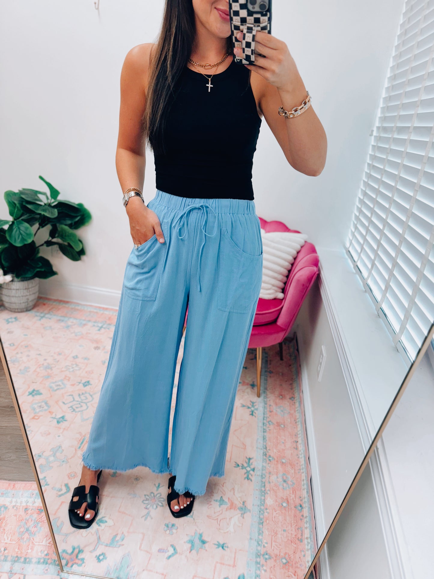 Coastal Blue Linen Pants