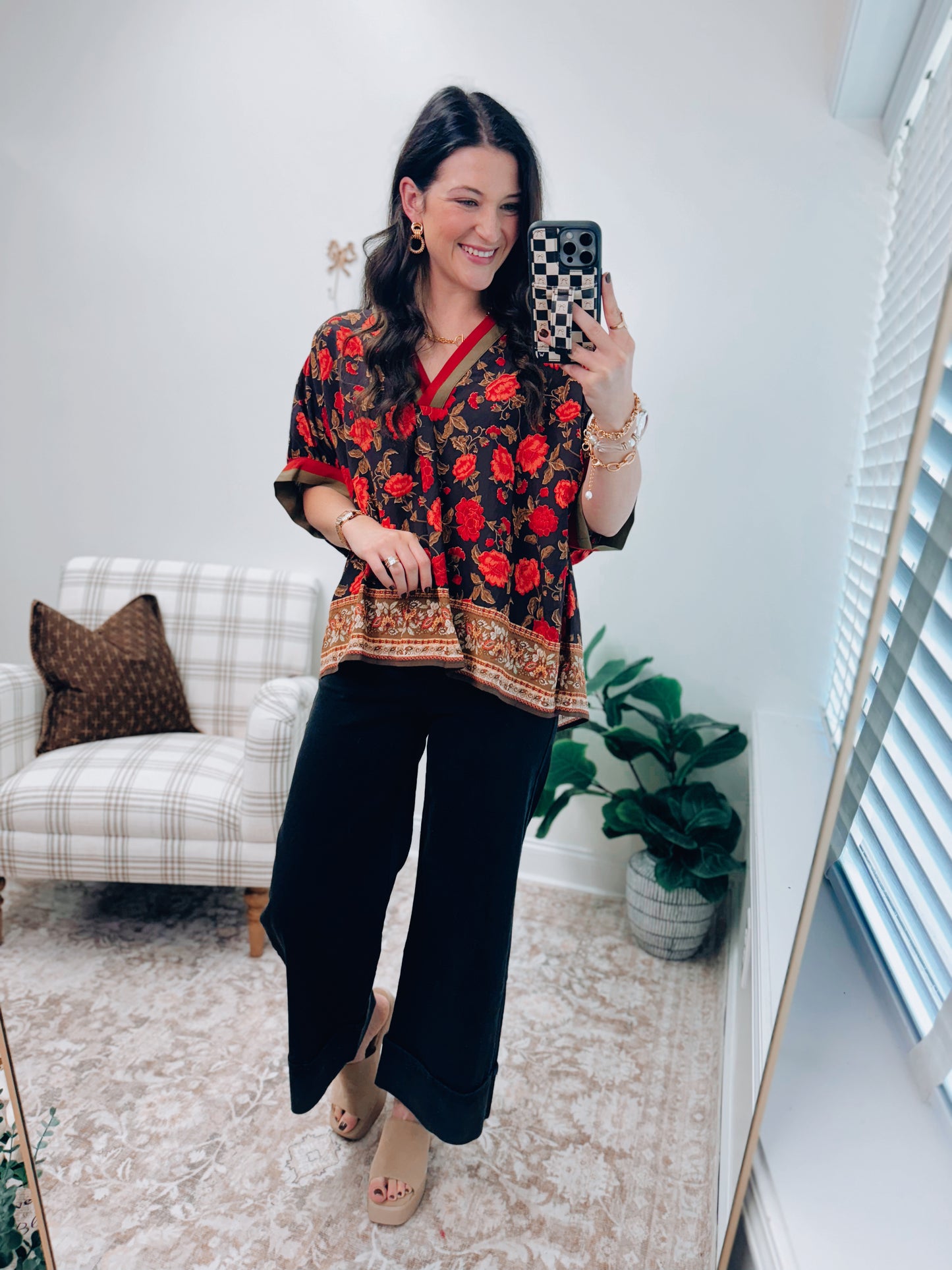 River Combo Print Dolman Top