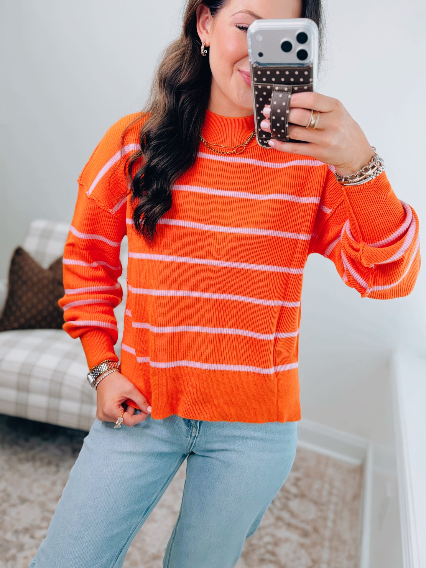 Just Peachy Stripe Ribbed Top