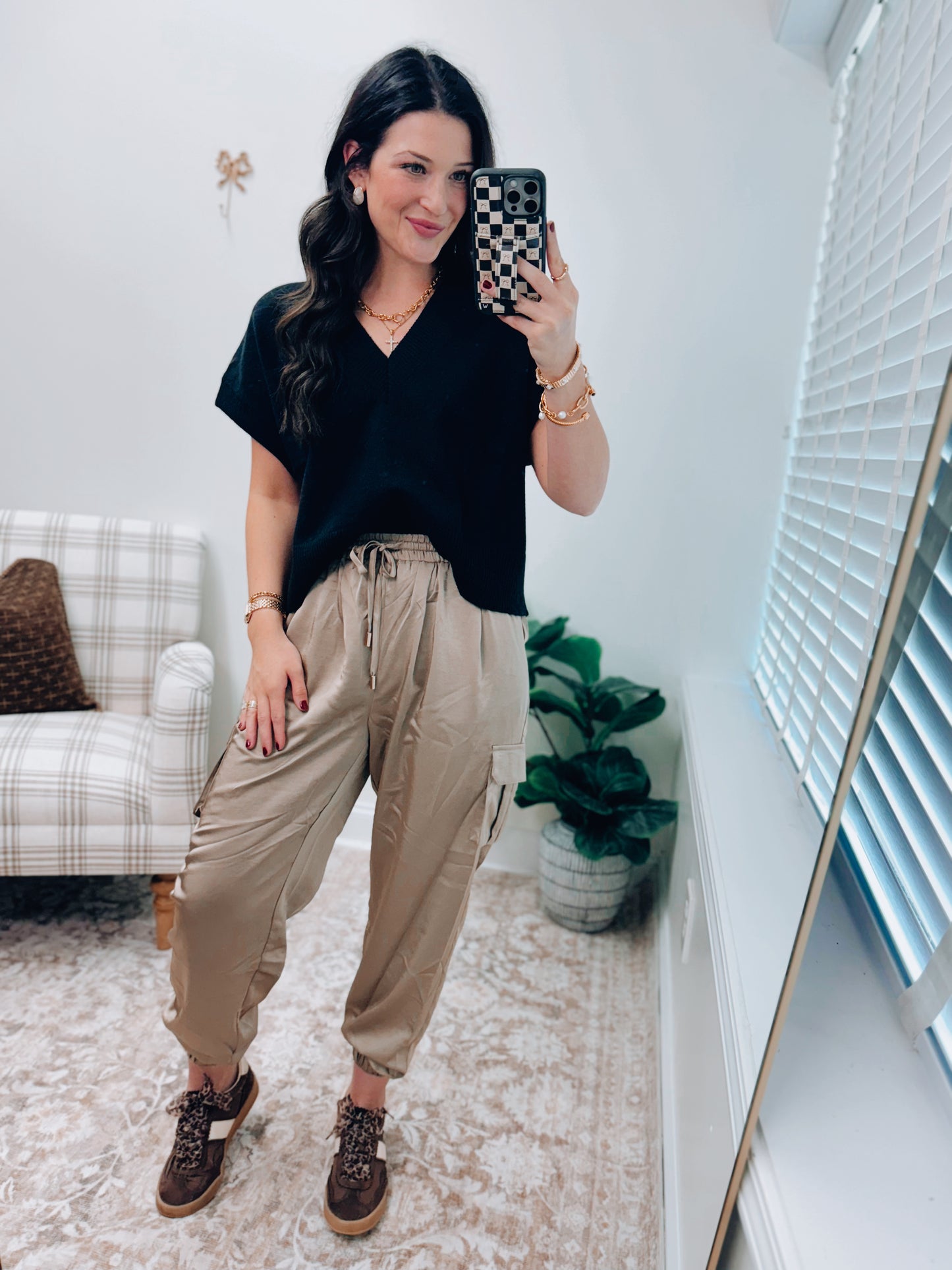 Hillary Satin Cargo Joggers