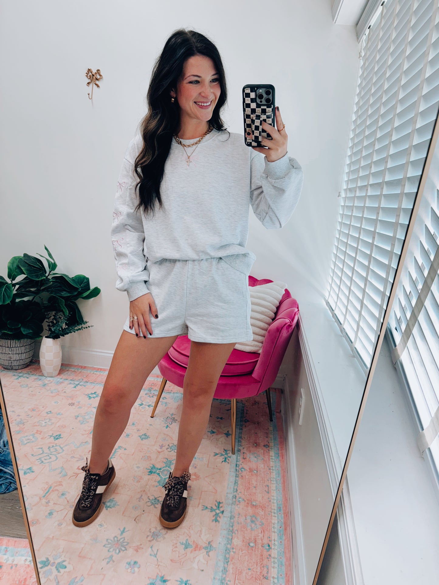 Mia Bow Sweat Shorts Set