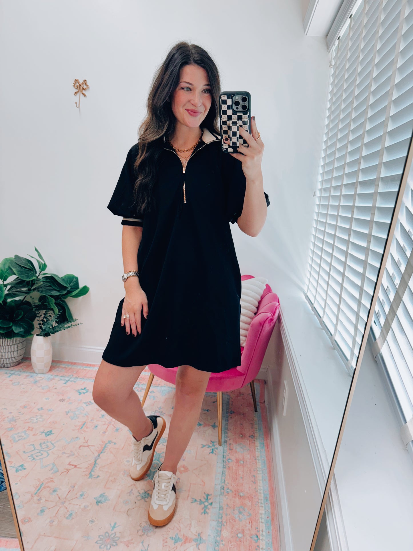 CURVY Ivy Thick Collar Block Mini Dress