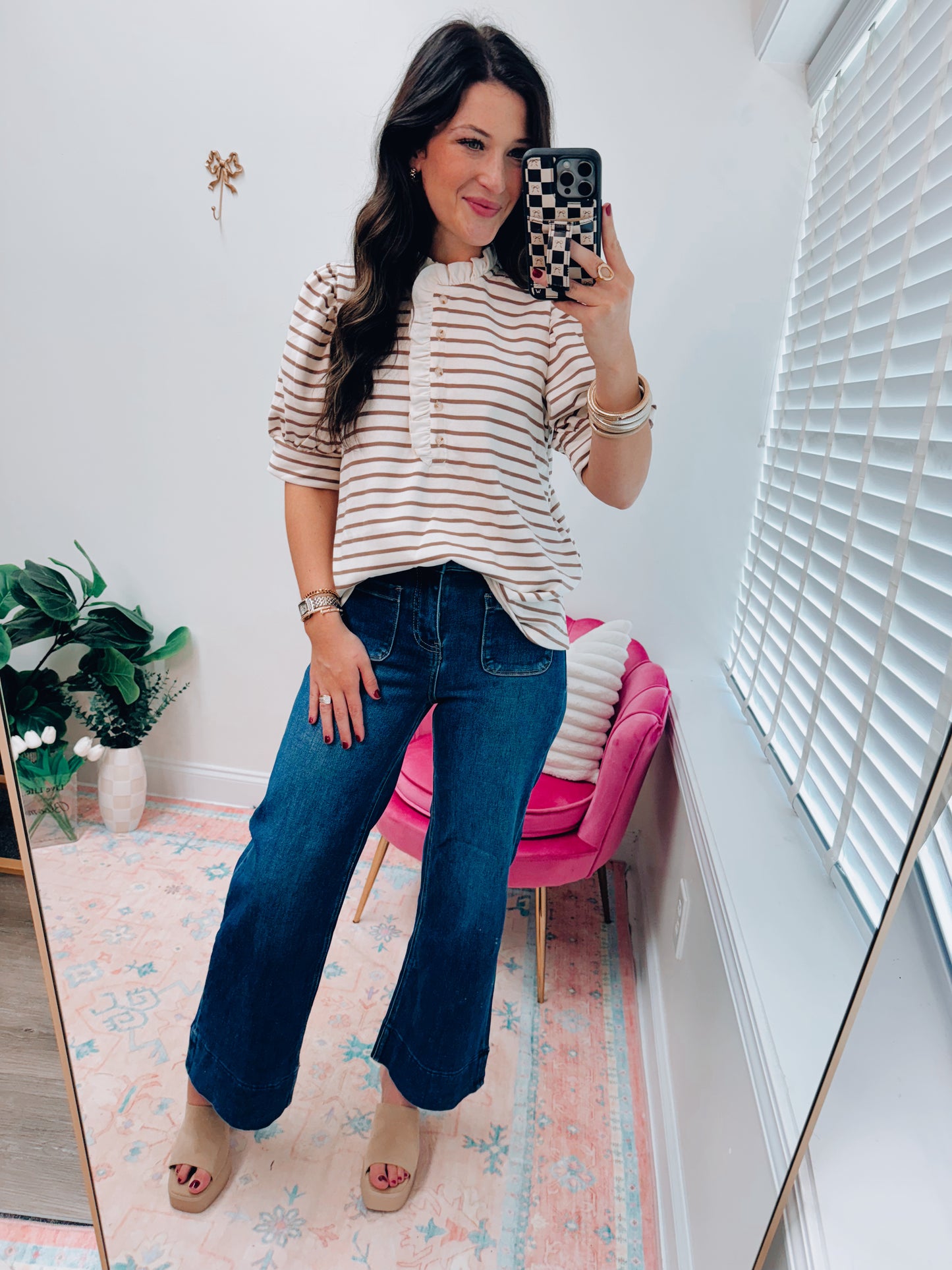 Hazel Mocha Striped Top