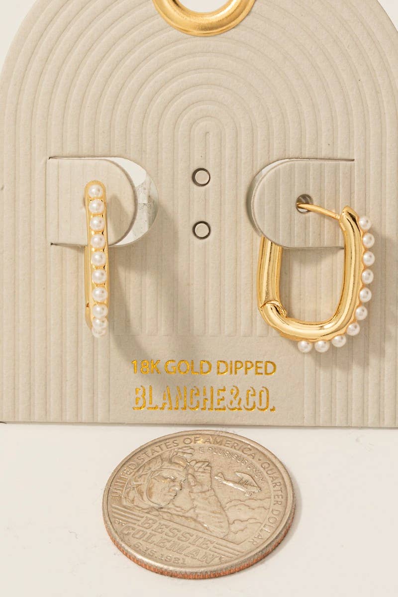 Gold Dipped Pearl Studded Hoop Earrings