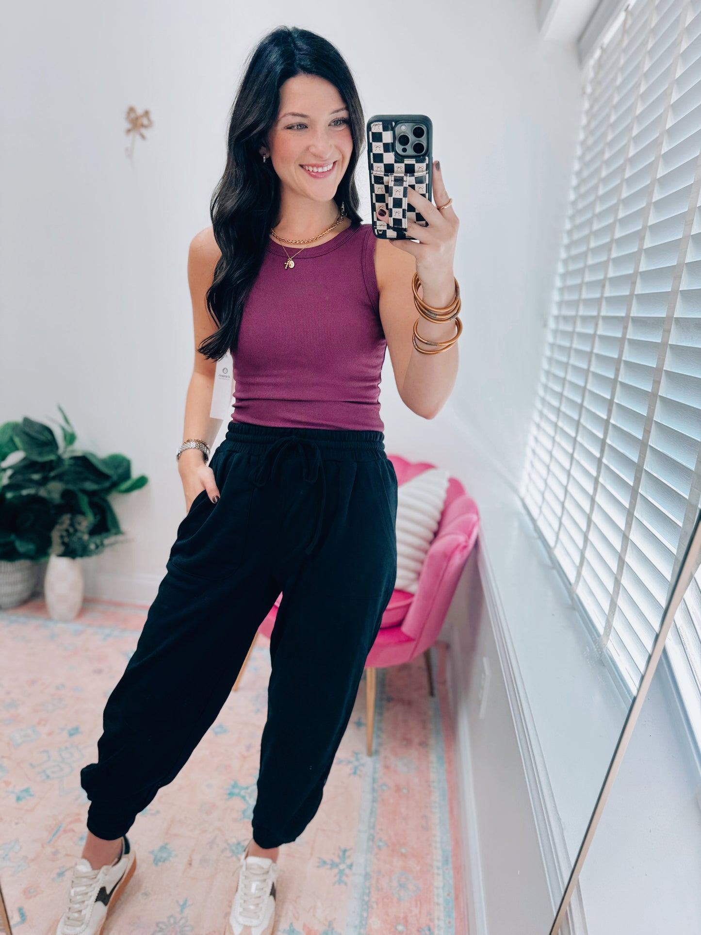 Essential Micro-Ribbed Athleisure Tank Top - Plum