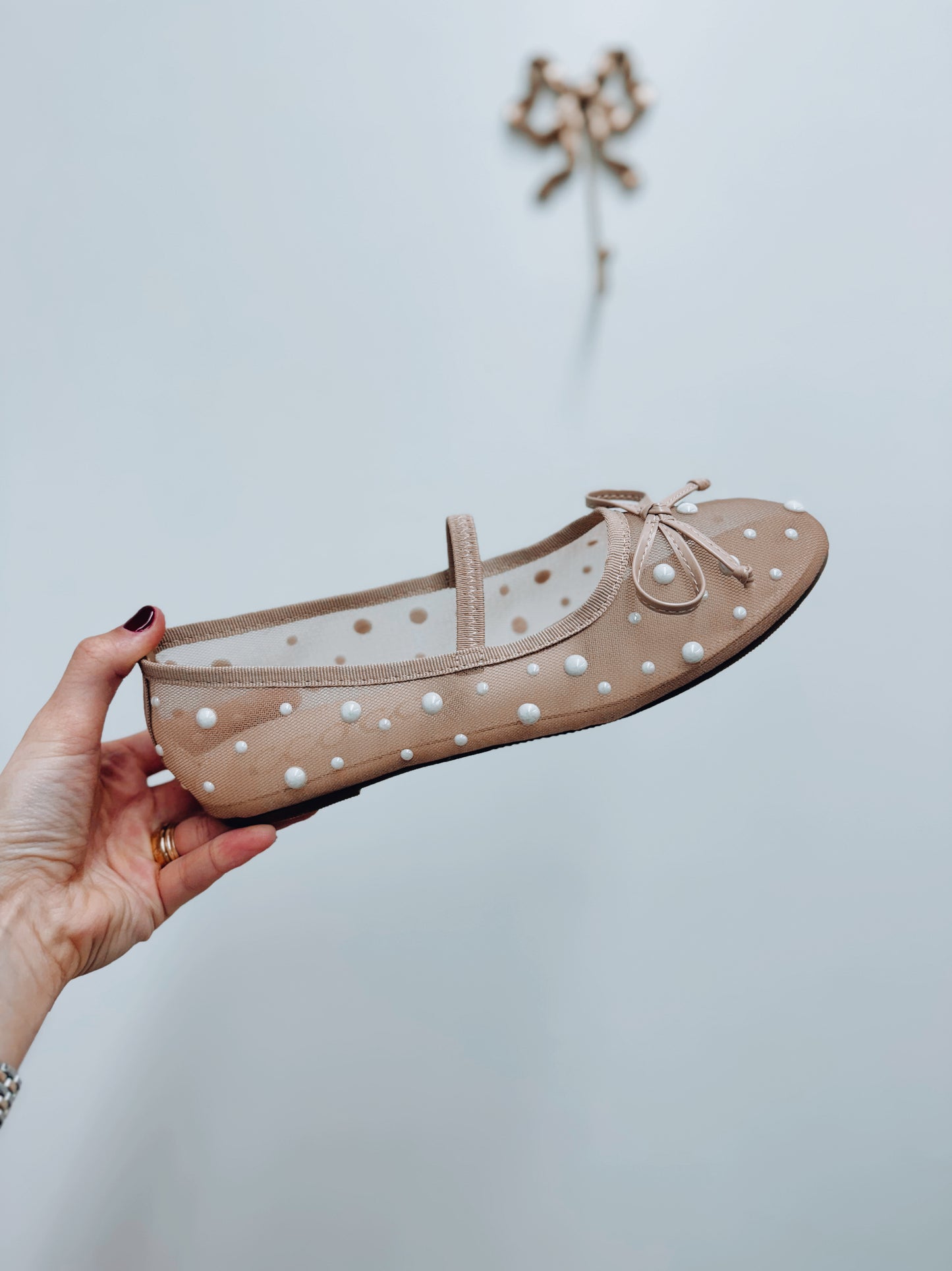 Sheer Mesh Pearl Flats