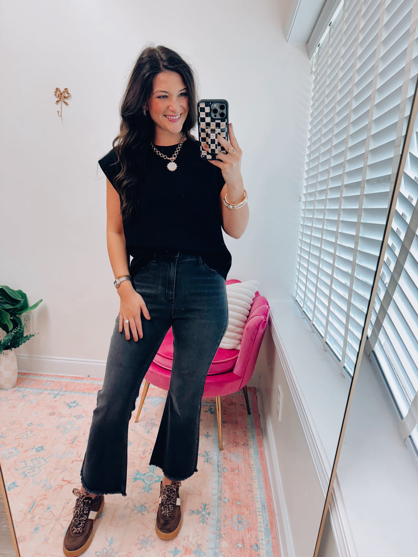 Wilder Vintage Black HR Crop Flare Denim