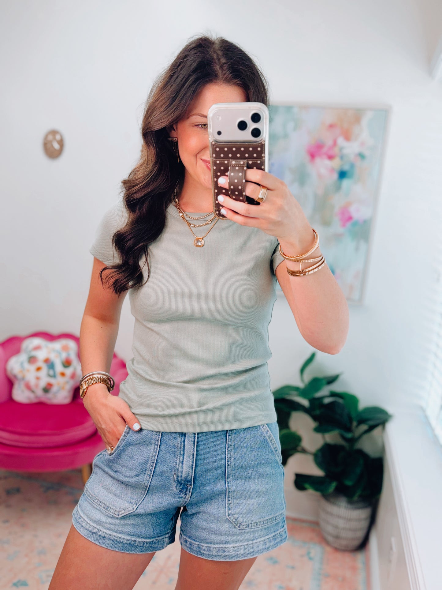 Basic Ribbed Baby Tee - Sage