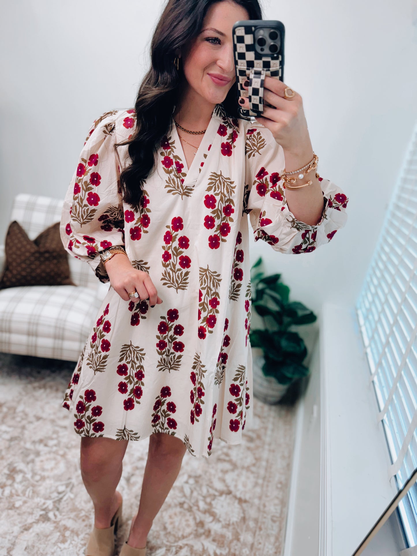 CURVY Rylan Ecru Floral Mini Dress