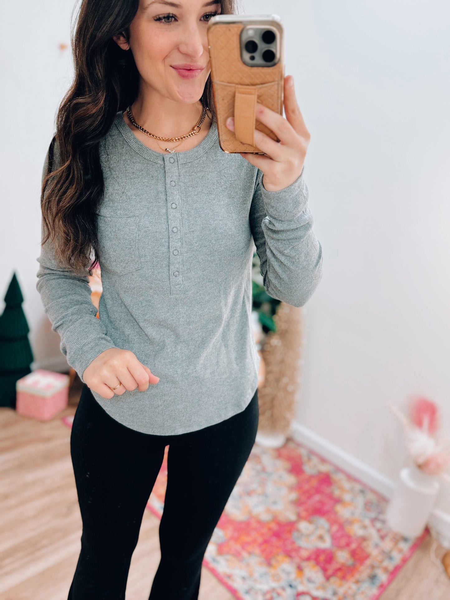 Thermal Soft Button Top - Gray