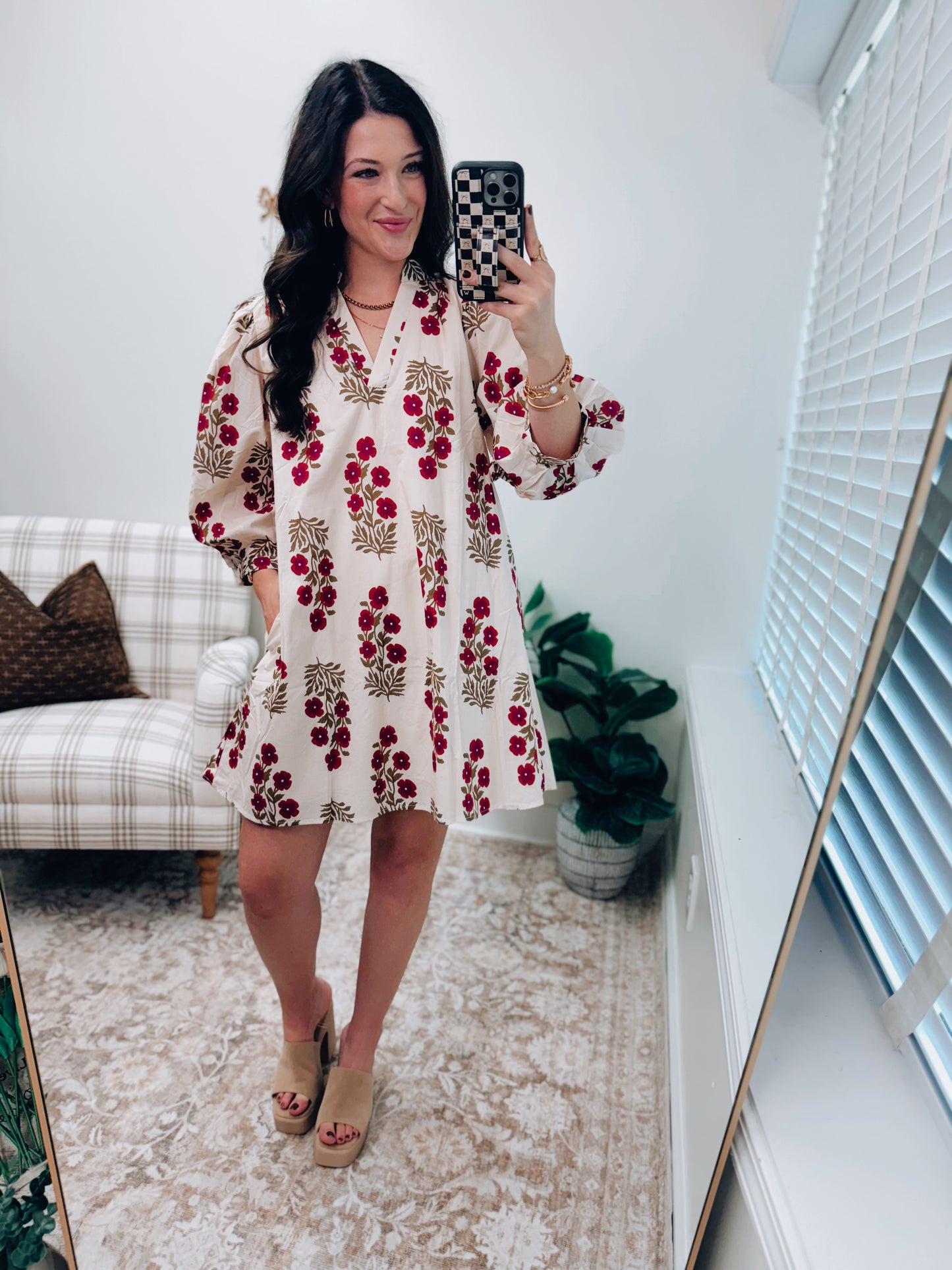 CURVY Rylan Ecru Floral Mini Dress