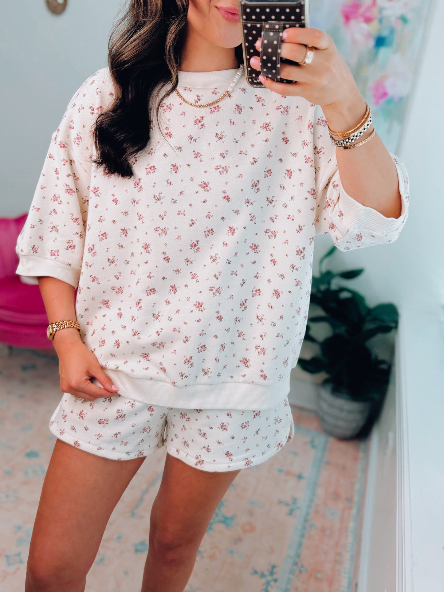 Ditsy Floral Crewneck Shorts Set