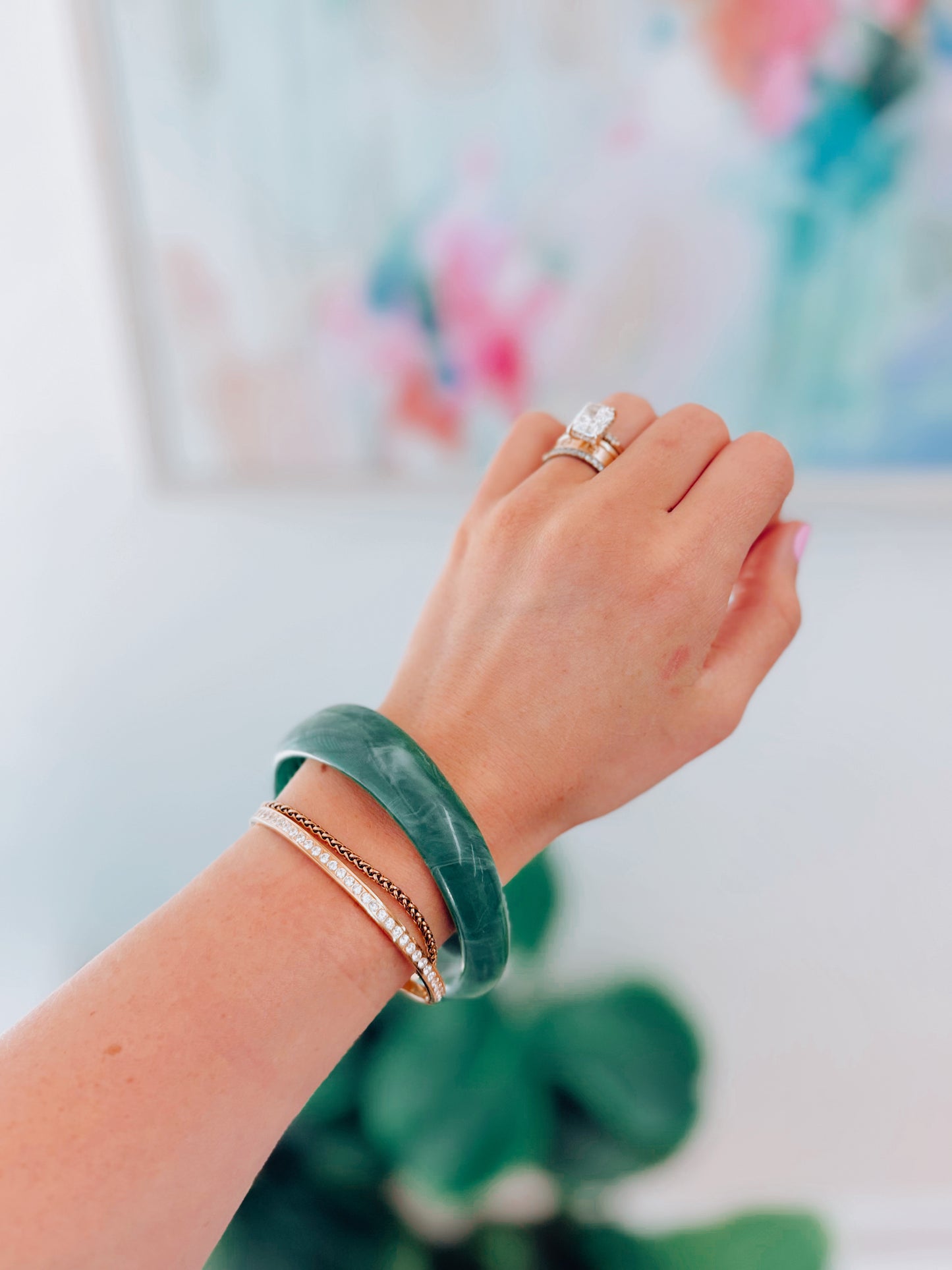 Brielle Acrylic Bangle - Green