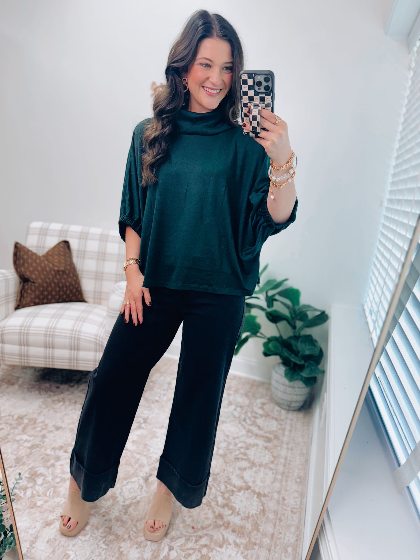 Holly Mock Neck Forest Top