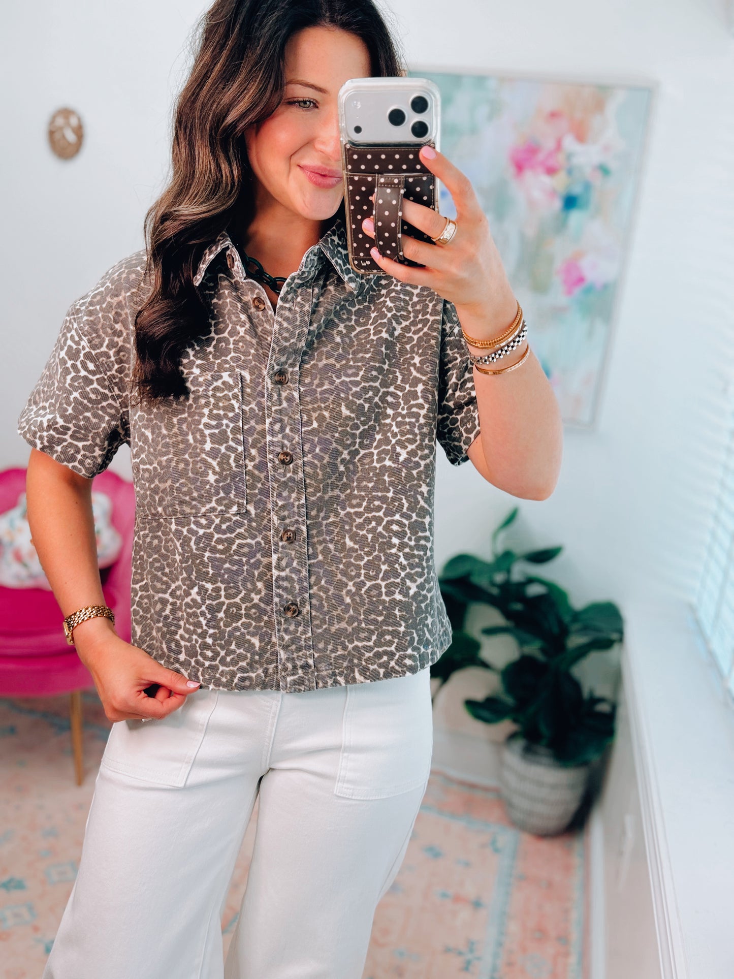 Goldie Leopard Denim Top