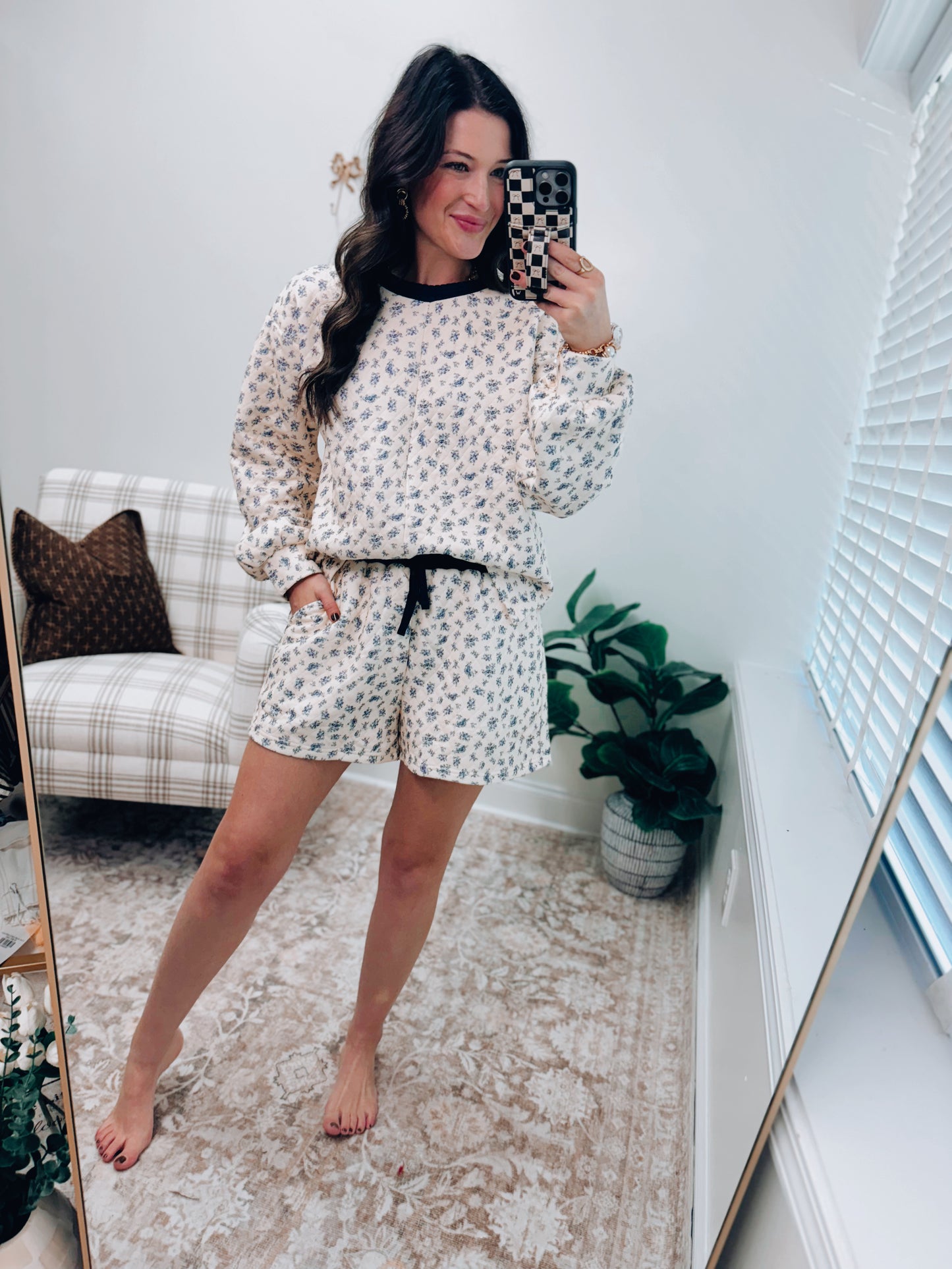 Floral Quilted Shorts Set