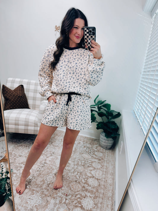 Floral Quilted Shorts Set