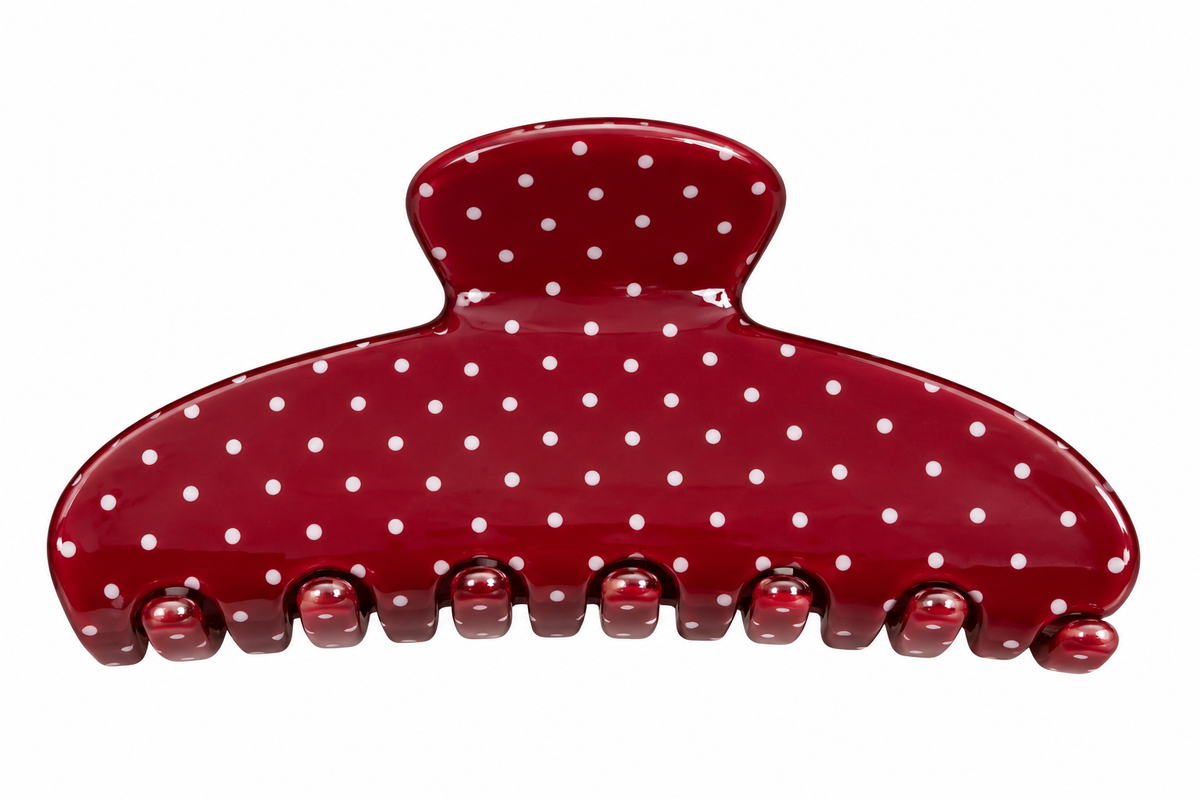 Hollin Cranberry Polka Dot Claw Clip