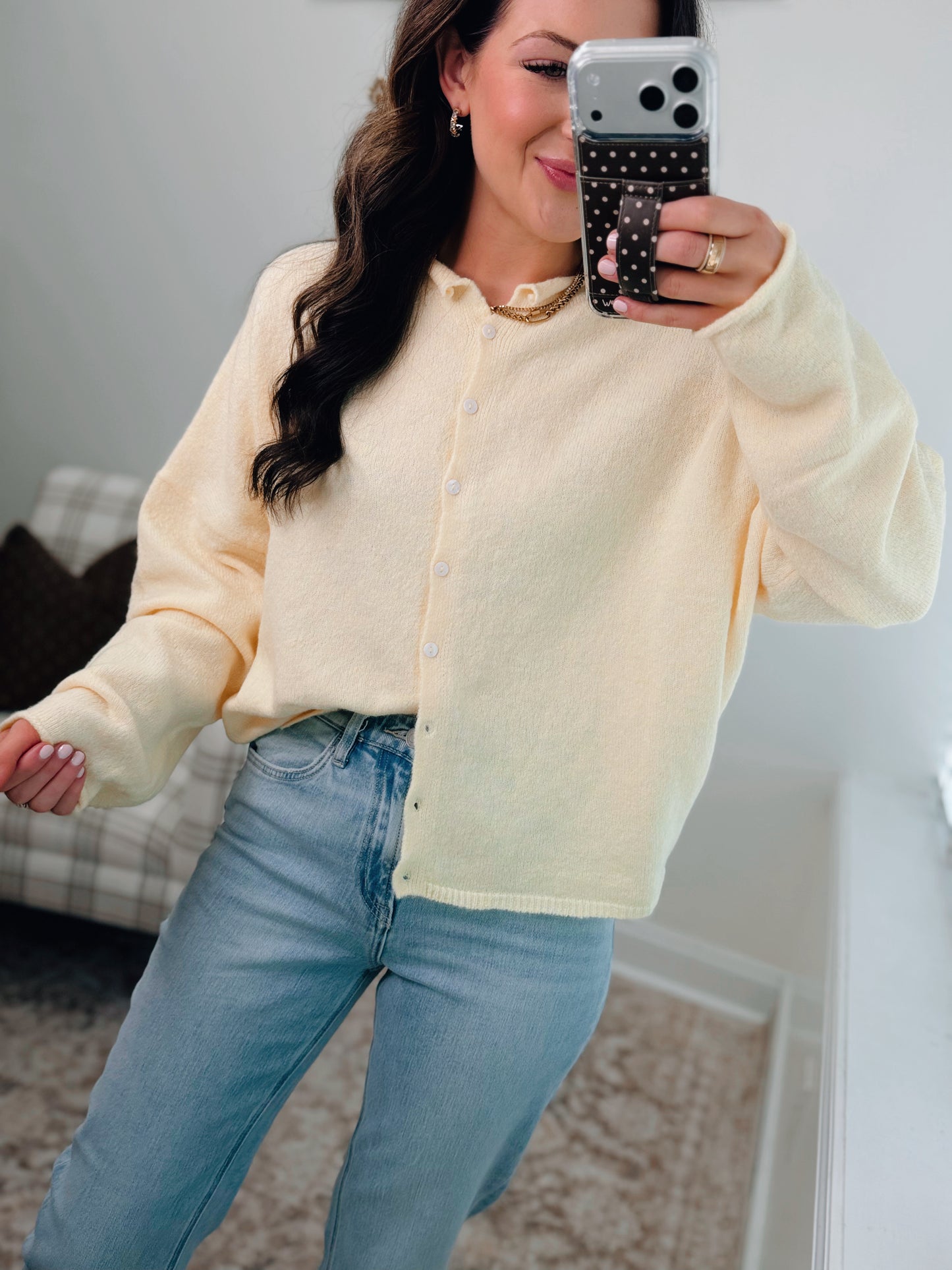 Willow Button Cardigan Top - Yellow