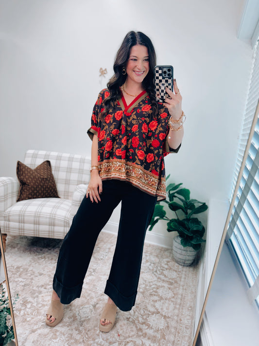 River Combo Print Dolman Top