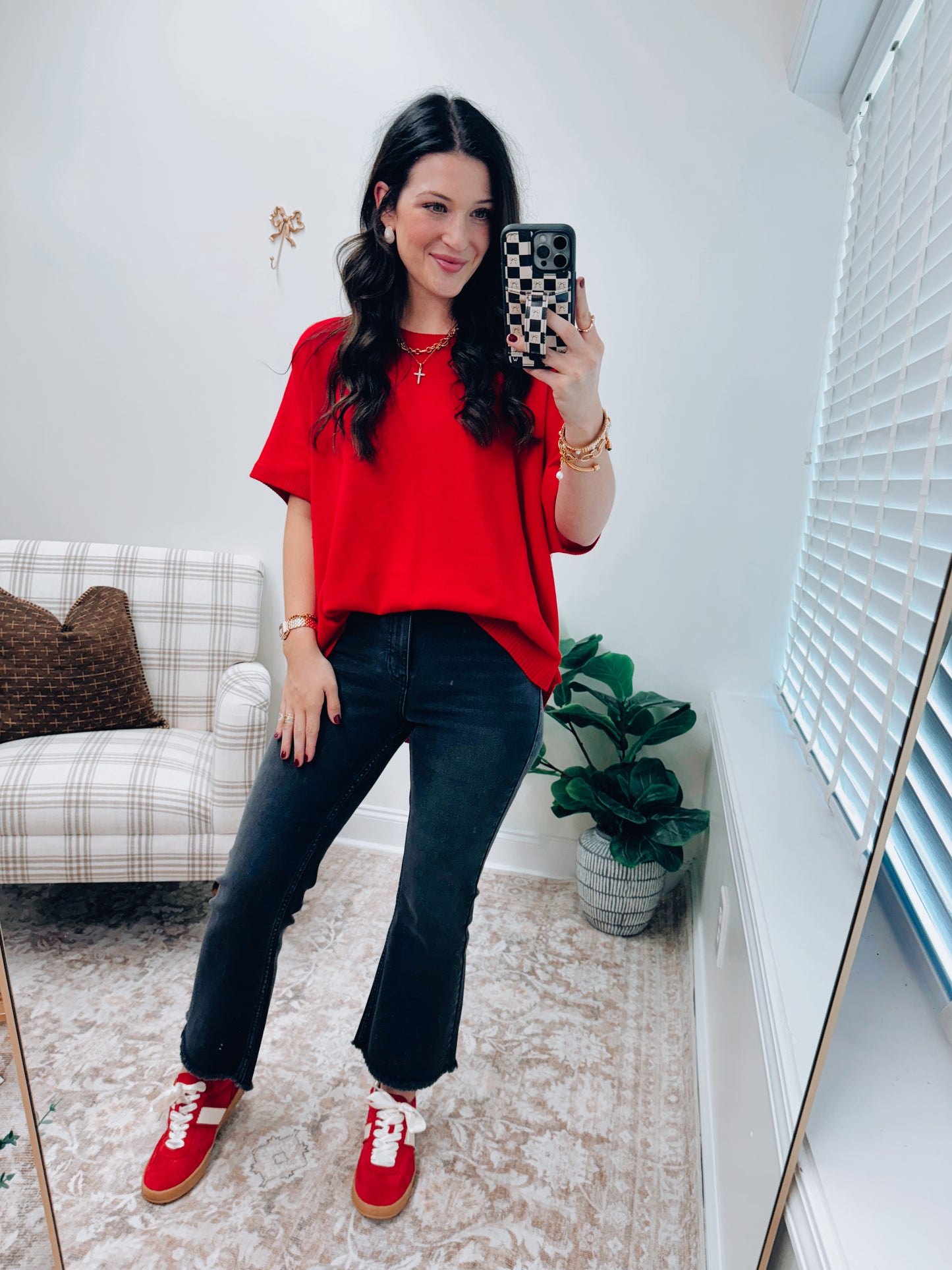 Wilder Oversized Knit Top - Red