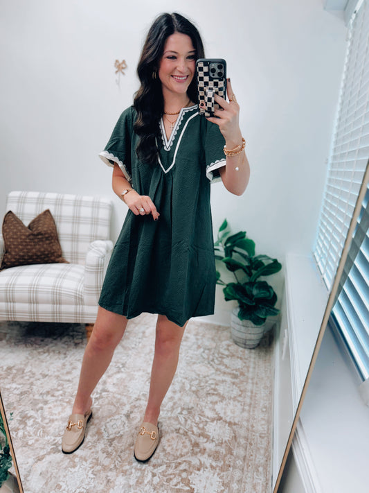 Haven Green Textured Mini Dress