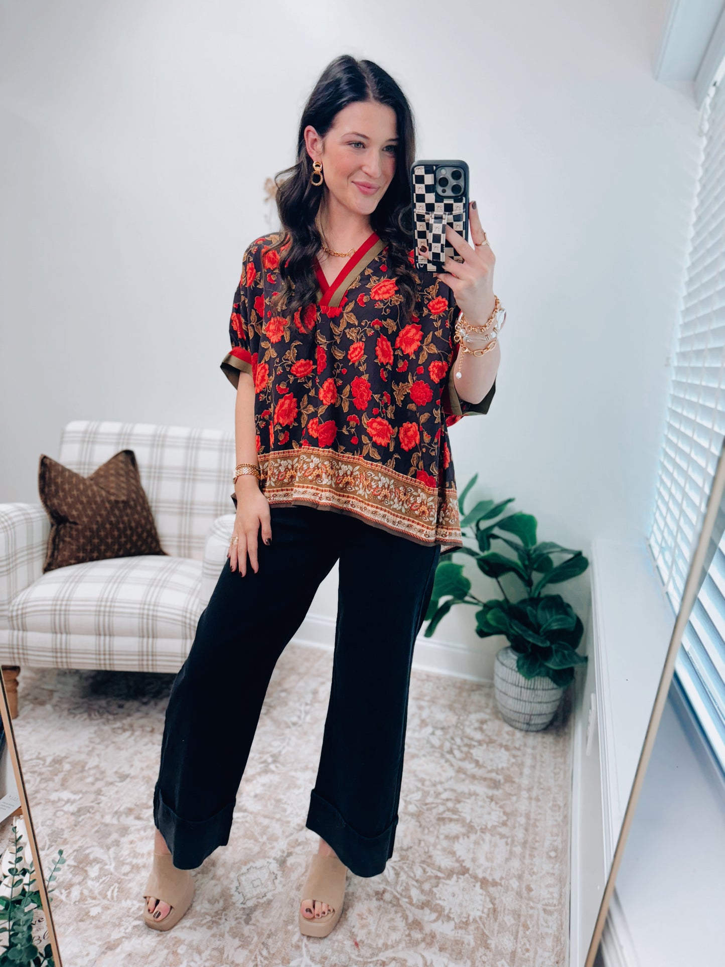 River Combo Print Dolman Top