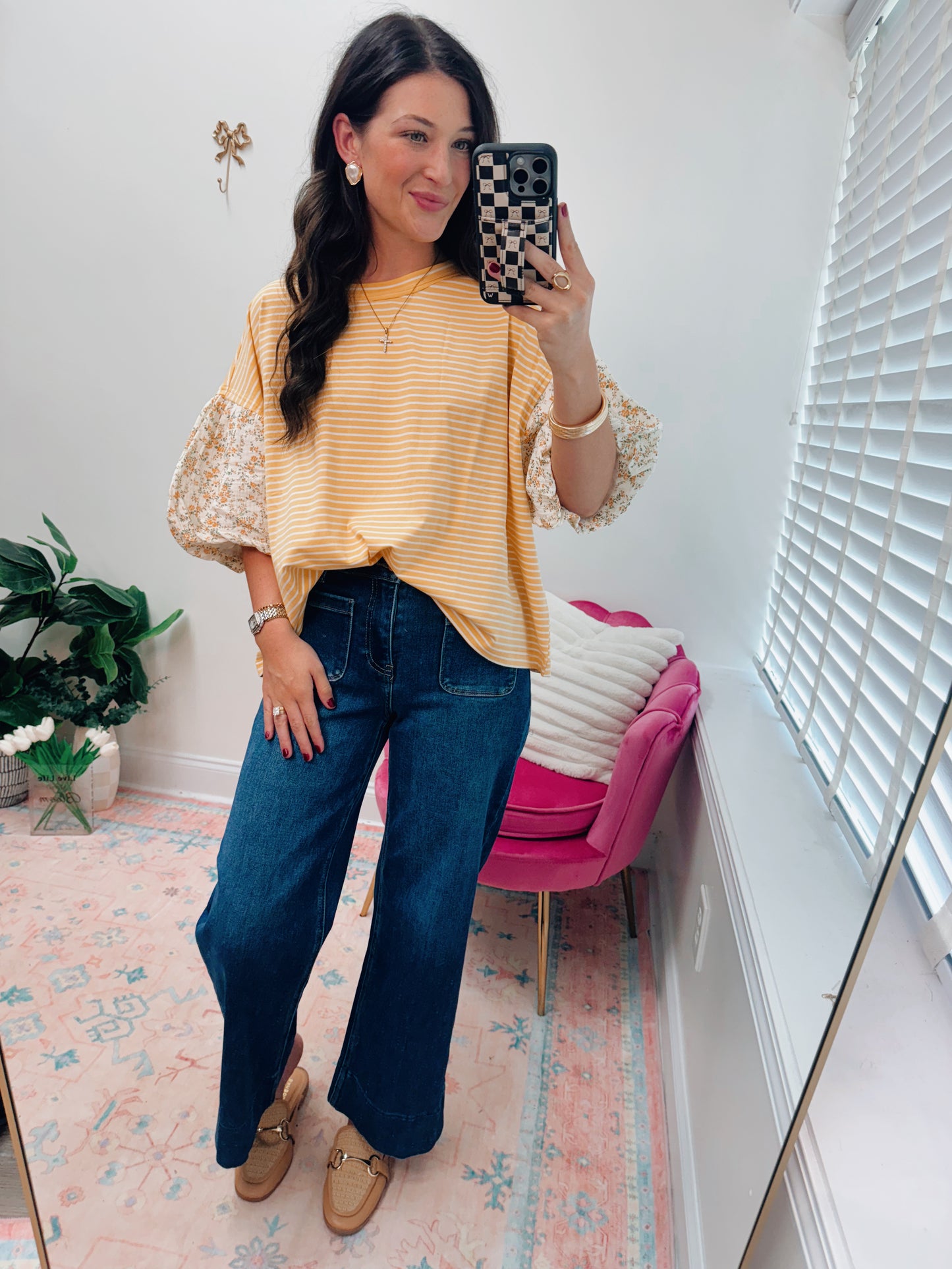 Jules Butter Floral Striped Combo Top