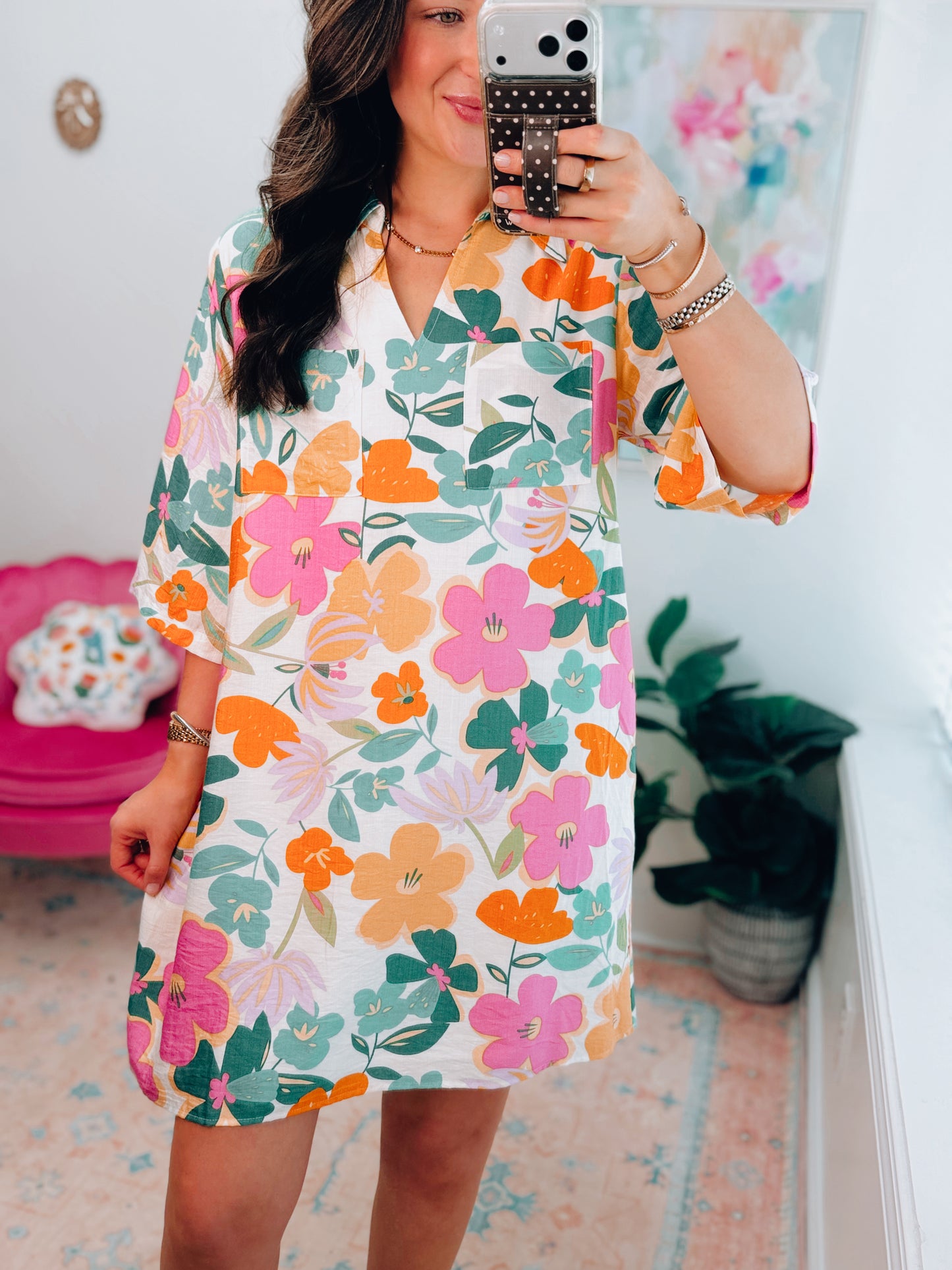 Summer Florals Front Pocket Mini Dress