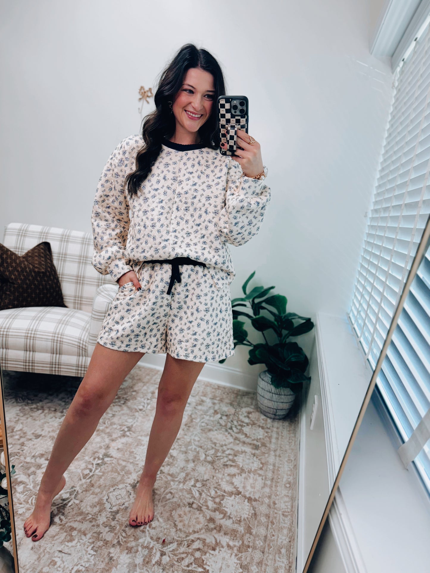 Floral Quilted Shorts Set