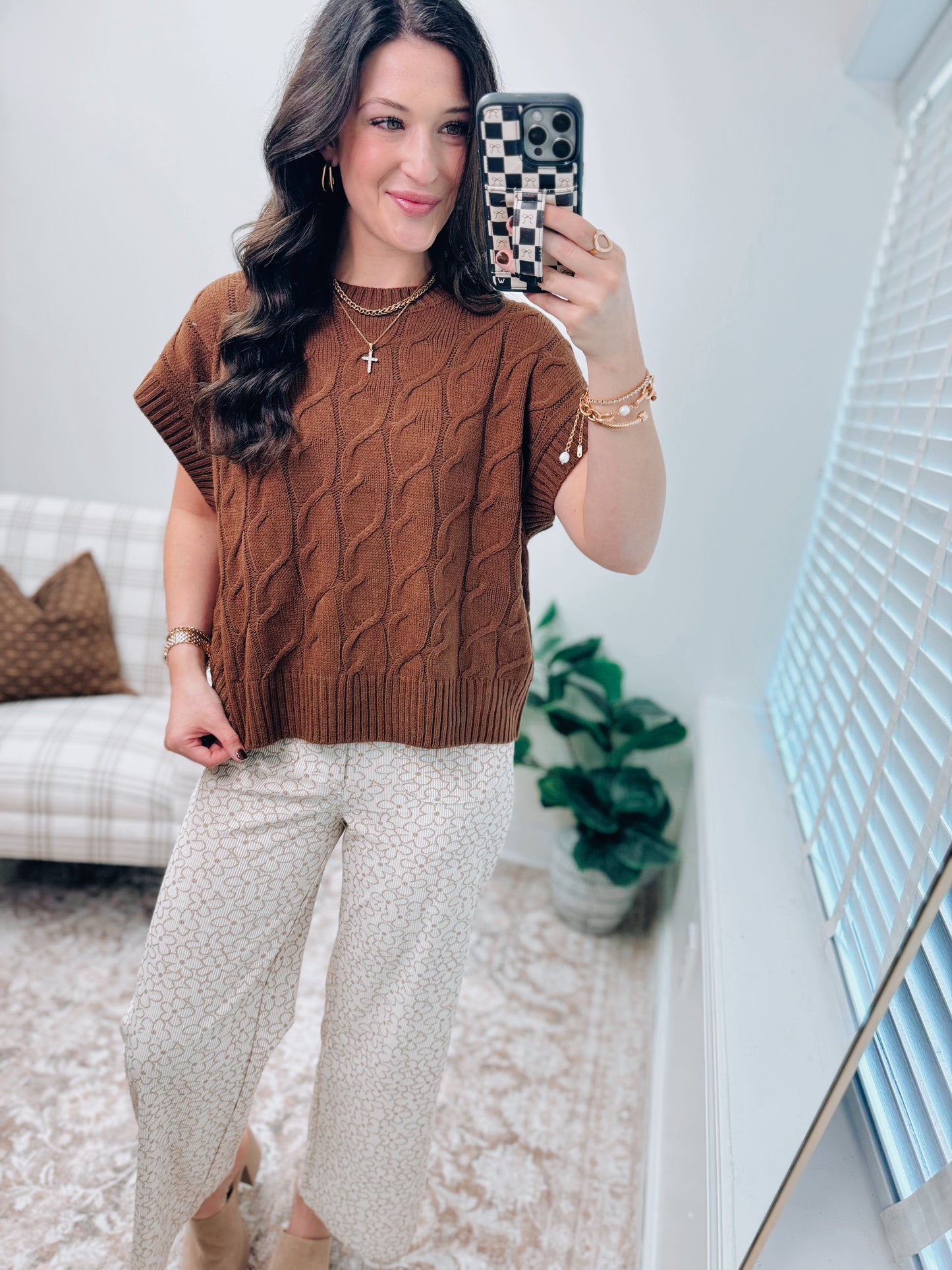 Oversized Cable Knit Sweater Top