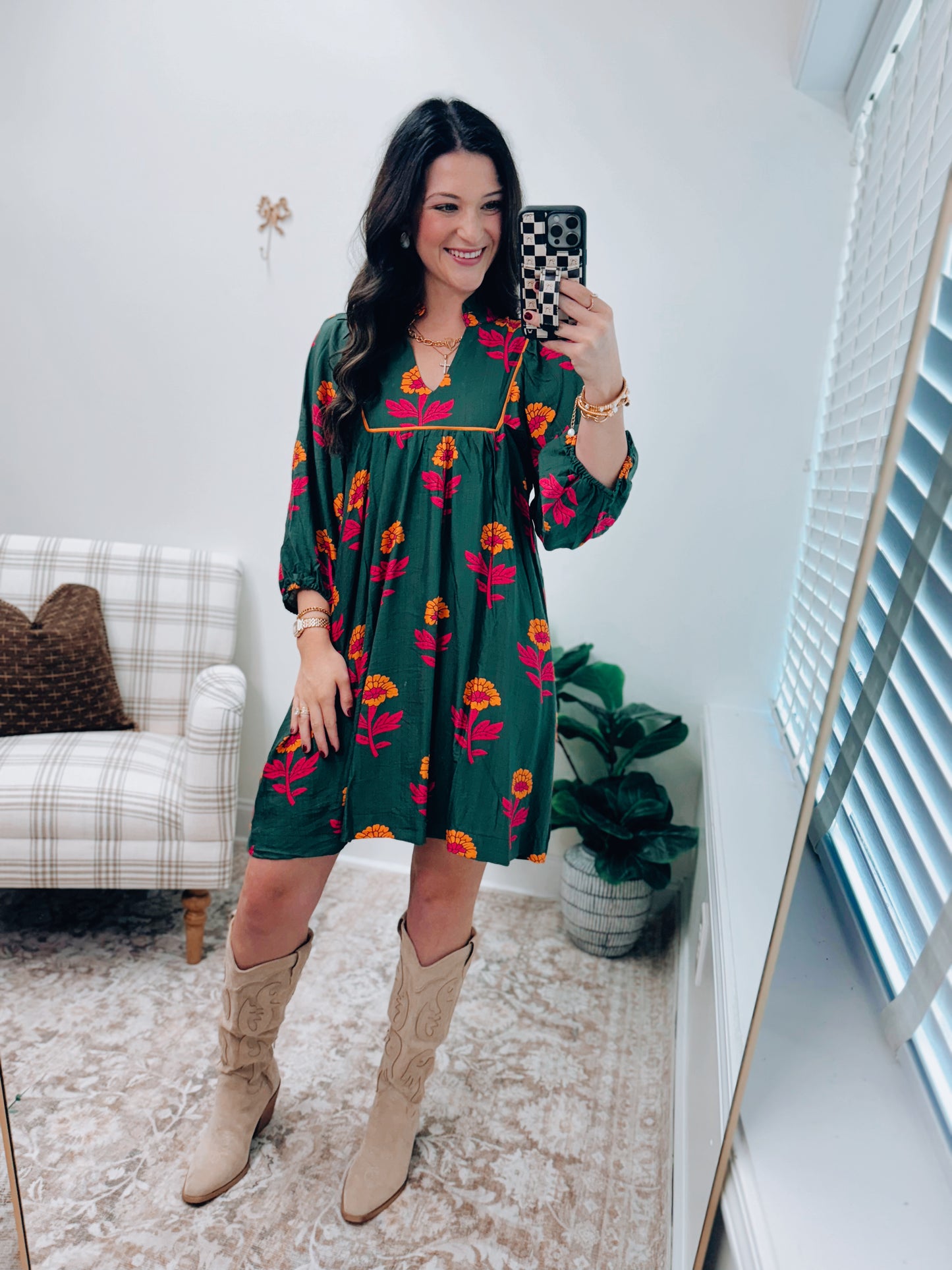 Logan Green Mix Mini Dress