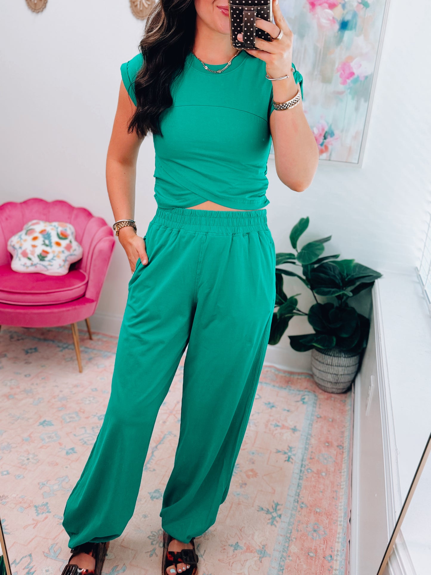 Kelly Green Crossover Pants Set