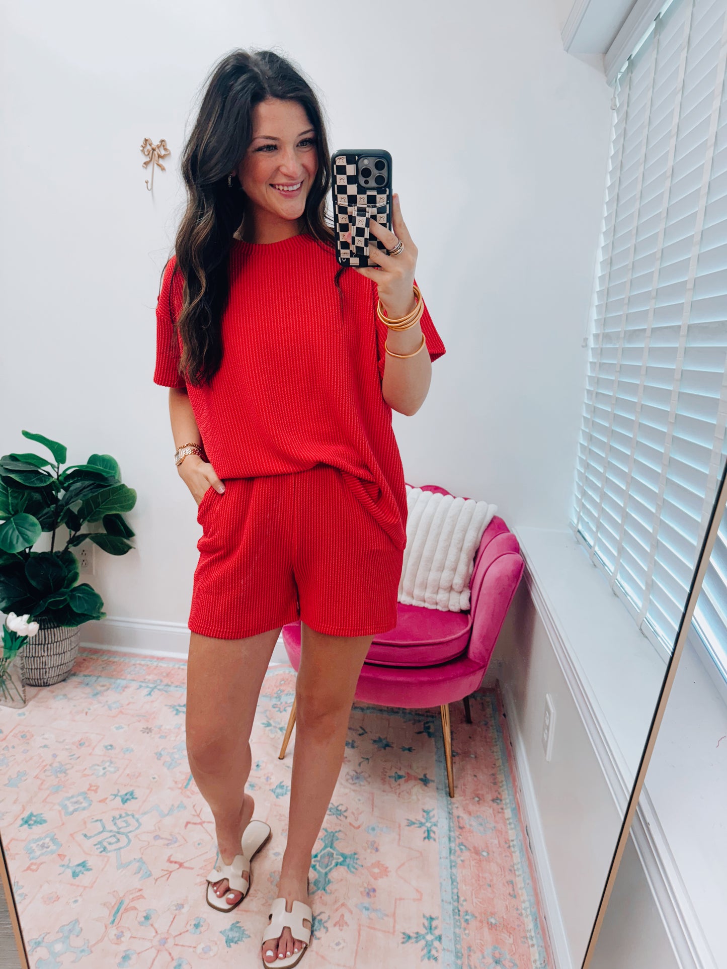 Ruby Red Ribbed Set
