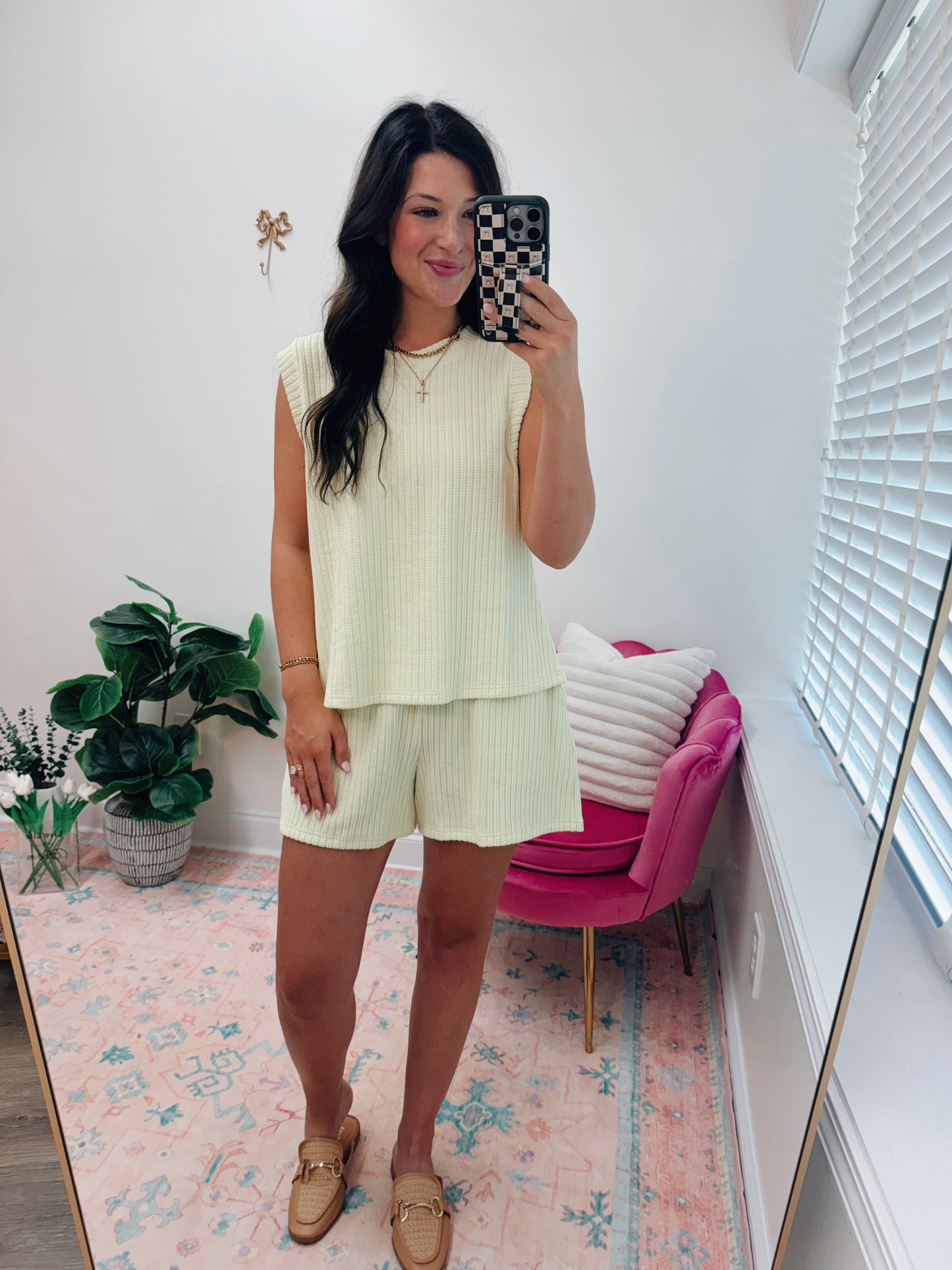 Lemon Ribbed Shorts Set