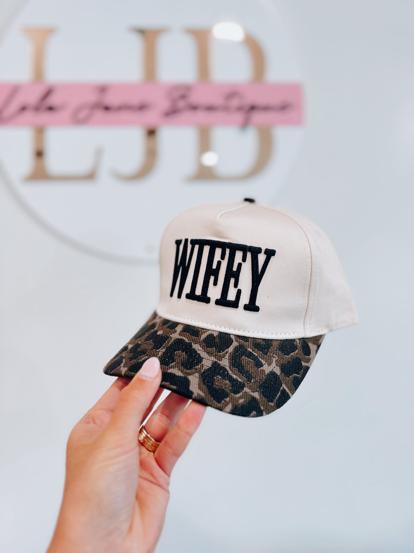 WIFEY 3D Embroidered Trucker Hat - Leopard