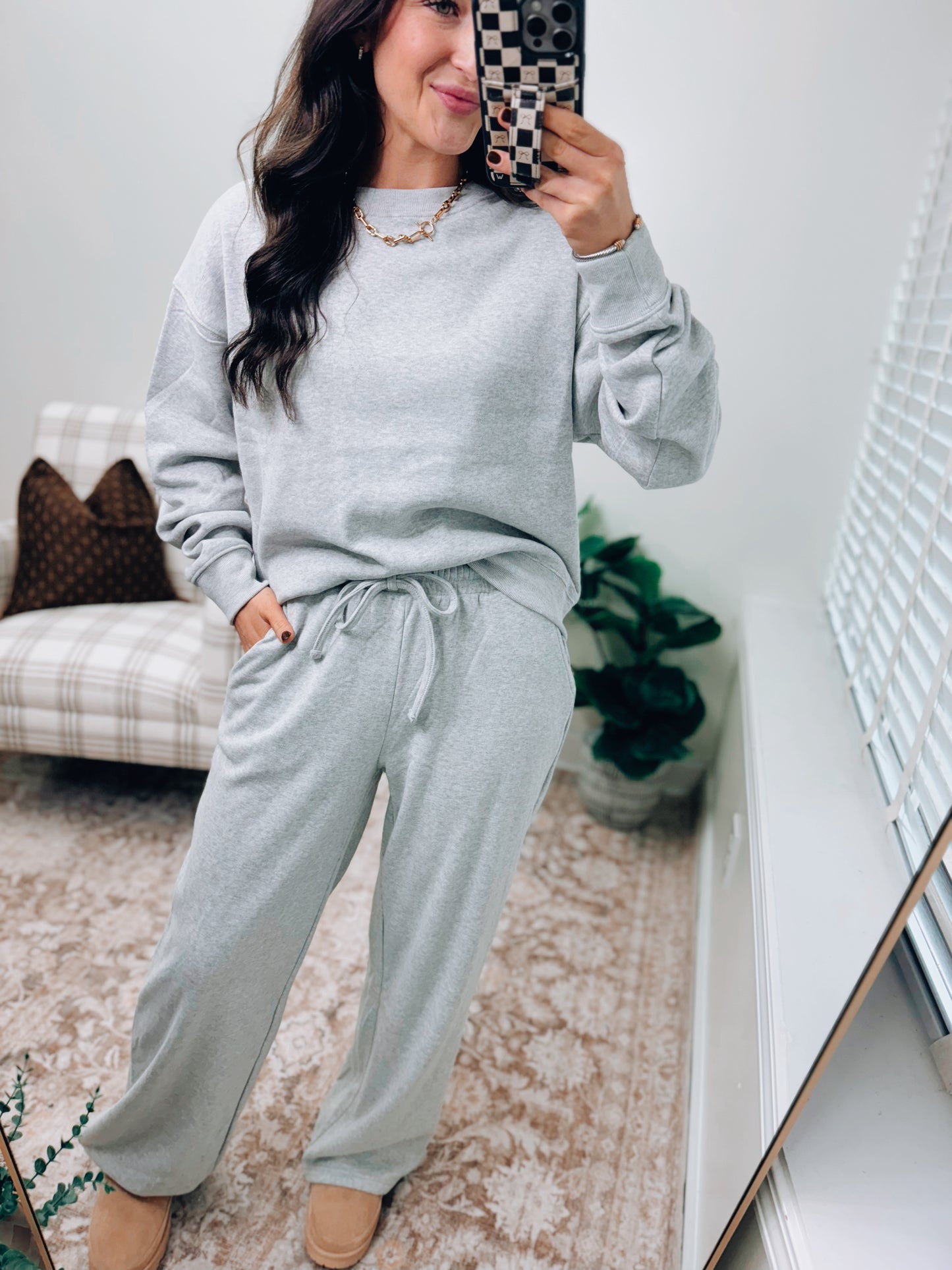 DOORBUSTER Crewneck Comfy Pants Set - Heather Gray