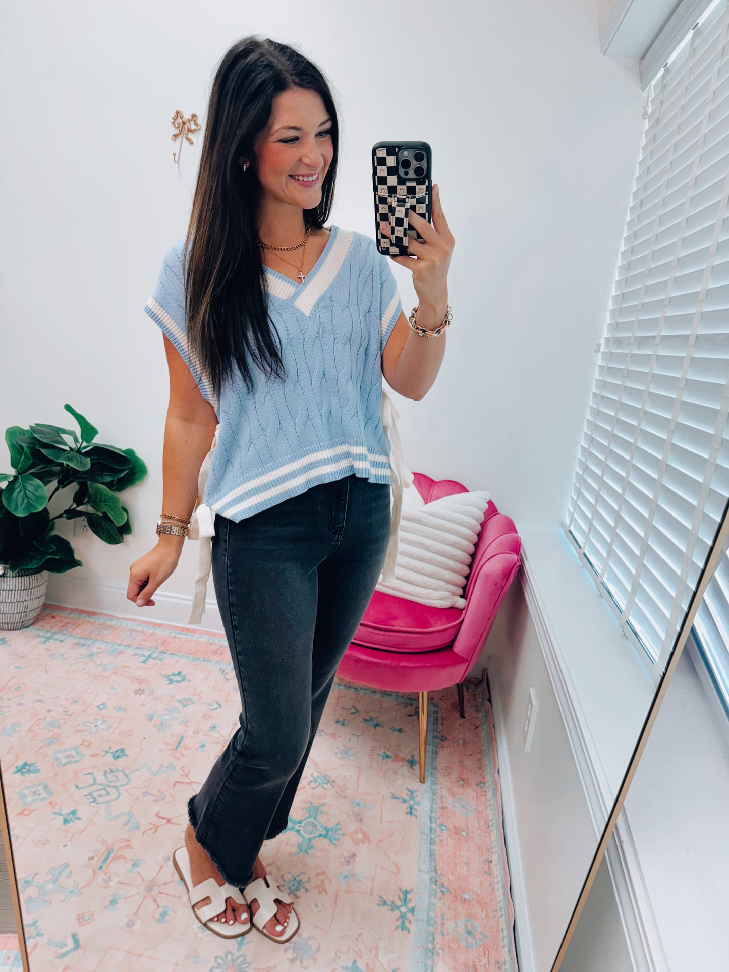 Macee Cable Bow Knit Sweater Top