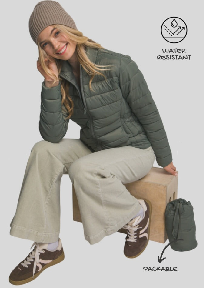 Ultra Lightweight Thermal Zip Up Jacket - Evergreen